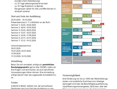 LVQ Weiterbildung und Beratung GmbH - Bildungsurlaub Fachkraft für Arbeitssicherheit Lernfeld 1-5 (SIFA 3.0) berufsbegleitend – Teilzeit